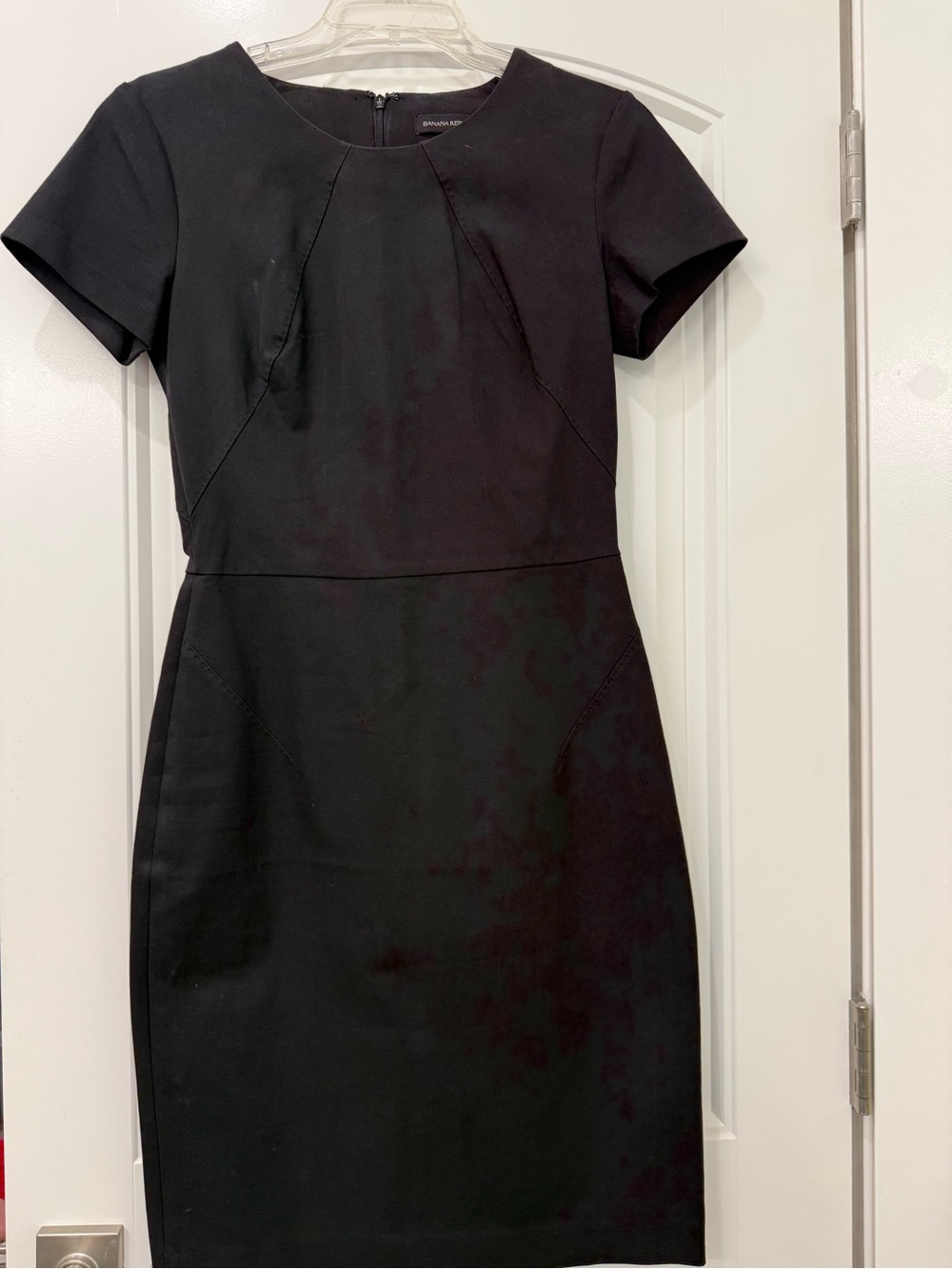 Banana Republic Black Short-Sleeve Sheath Dress